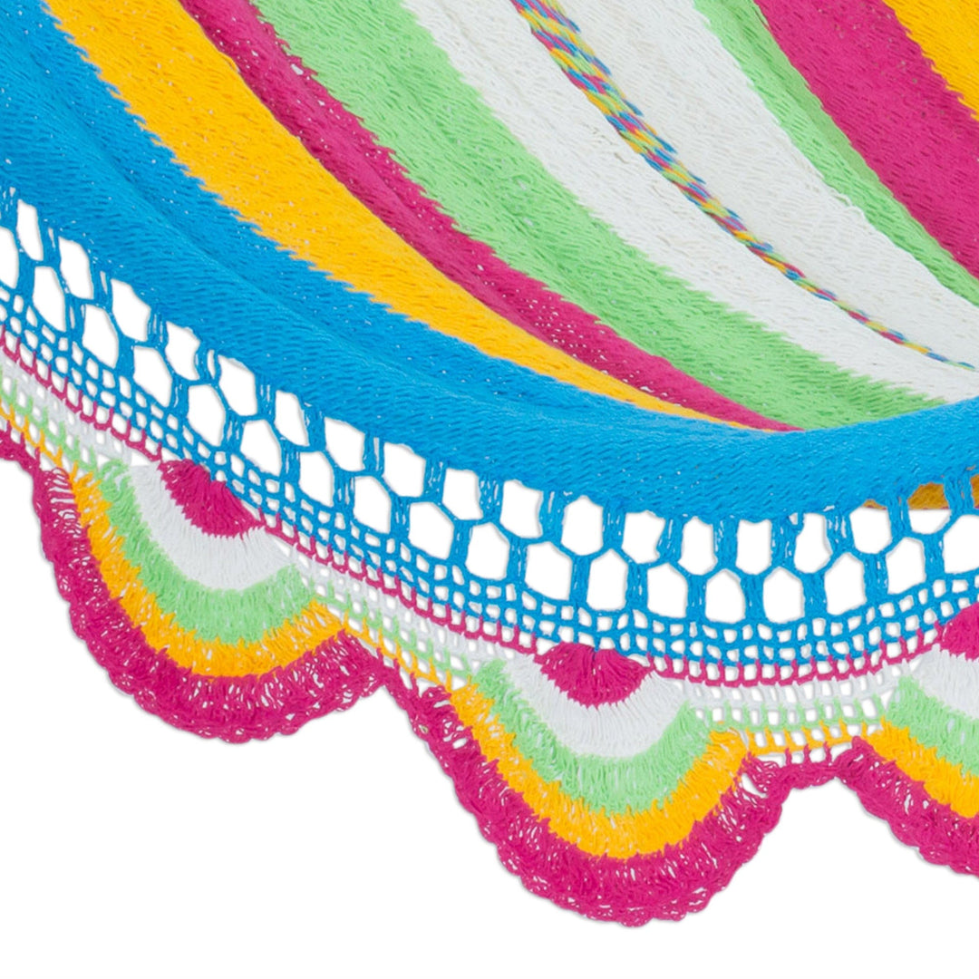 Handwoven Striped Nicaraguan Cotton Hammock (Single) - Colorful Cocktail