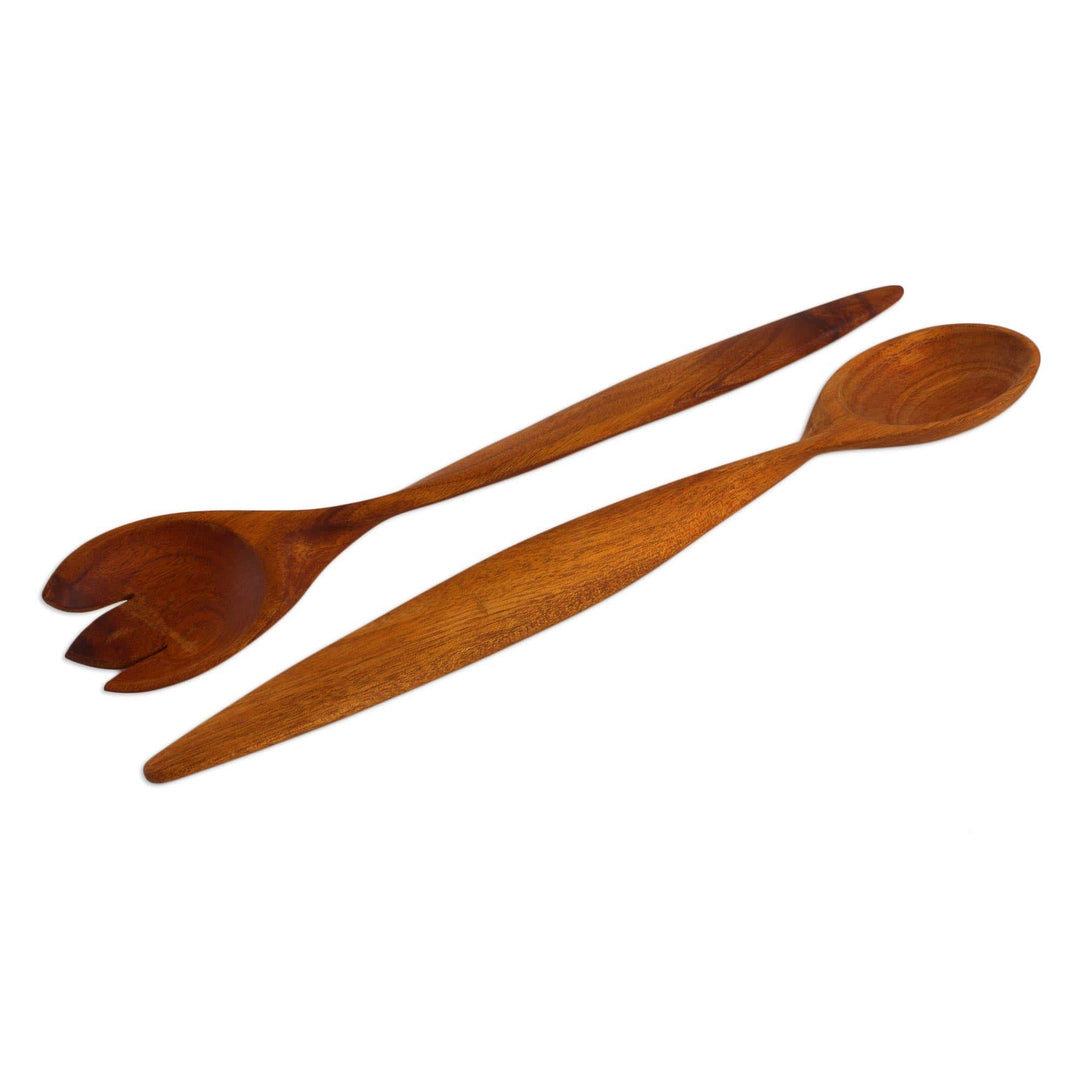 Caoba Wood Salad Servers from Nicaragua - Twist of Nature