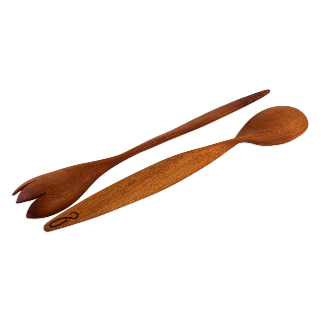 Caoba Wood Salad Servers from Nicaragua - Twist of Nature