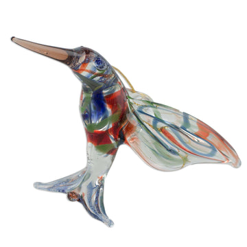 Handcrafted Colorful Hummingbird Blown Glass Figurine - Color in Motion