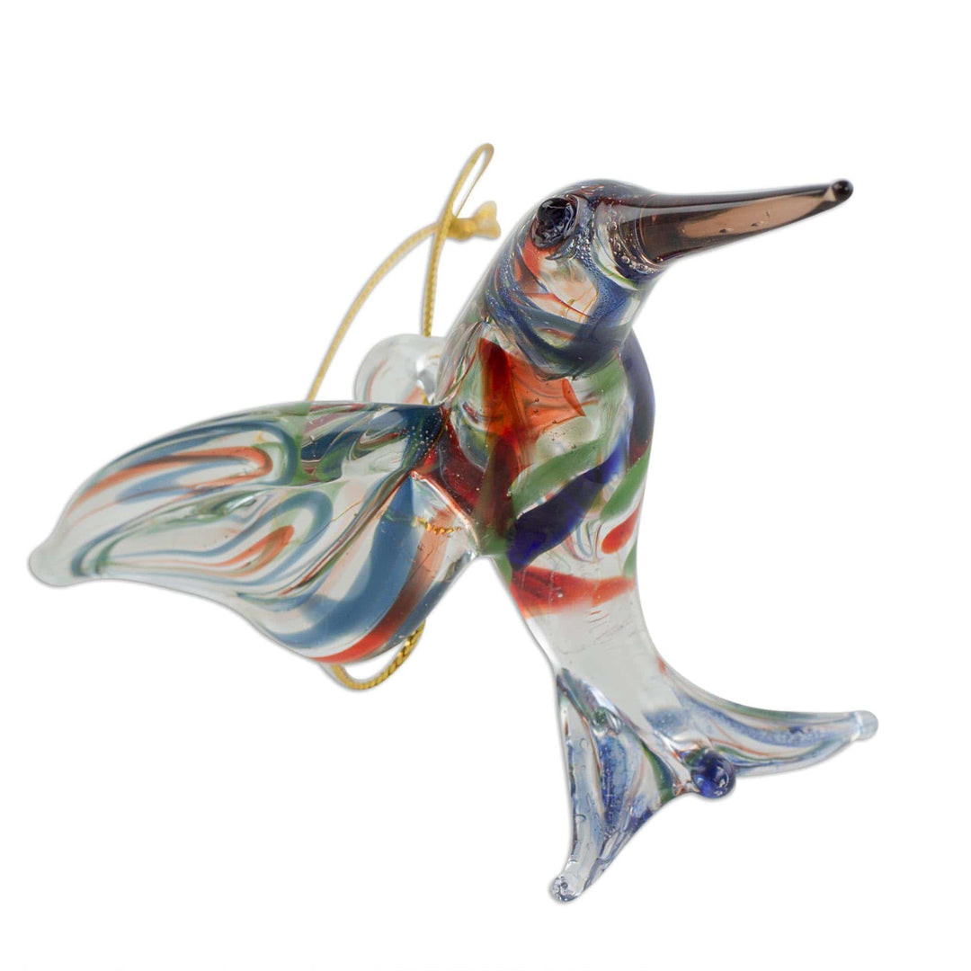 Handcrafted Colorful Hummingbird Blown Glass Figurine - Color in Motion