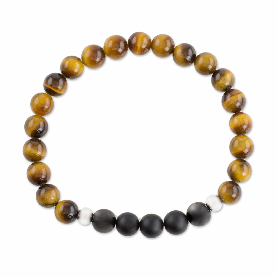 Men's Tiger's Eye and Black Agate Stretch Bracelet - Magnitude