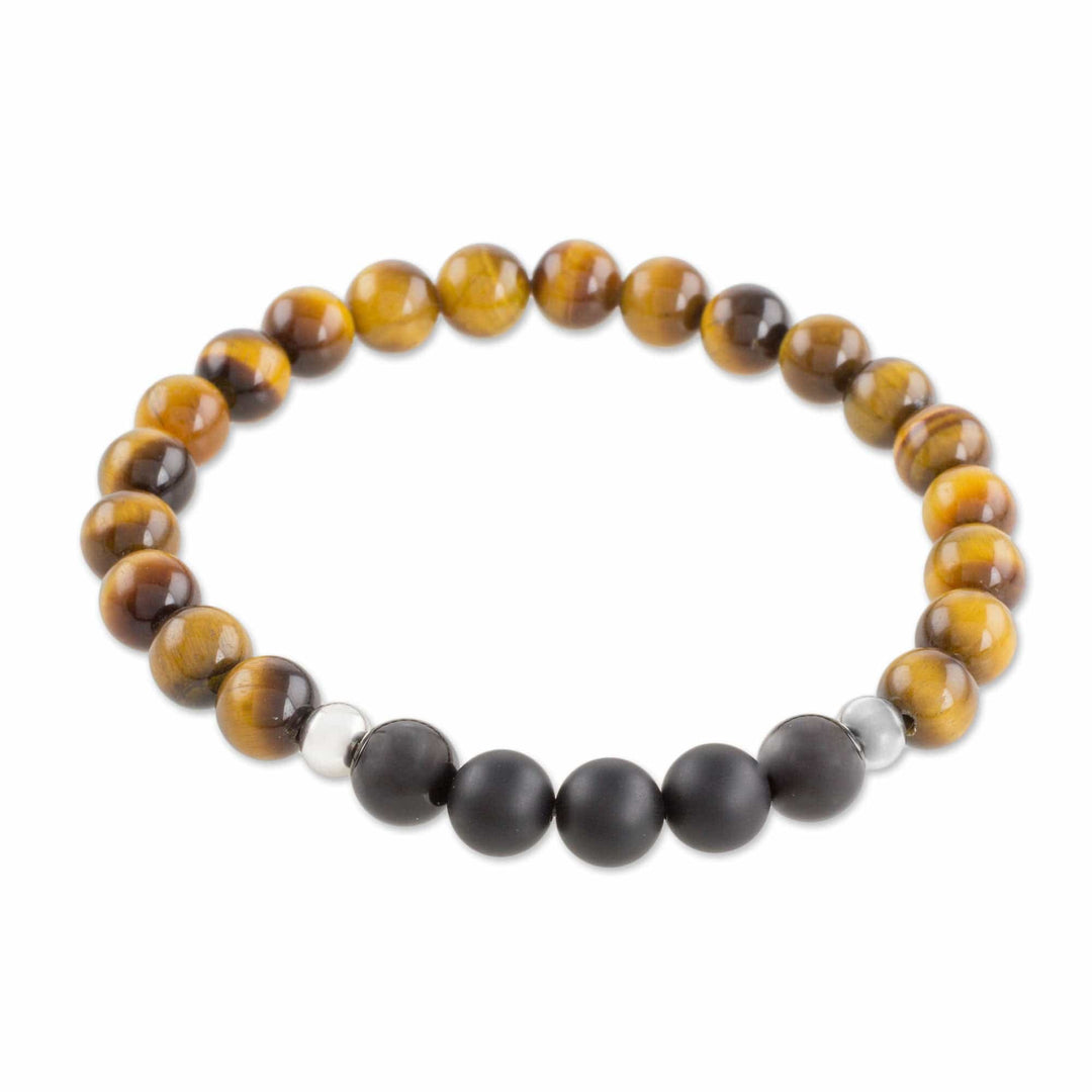 Men's Tiger's Eye and Black Agate Stretch Bracelet - Magnitude