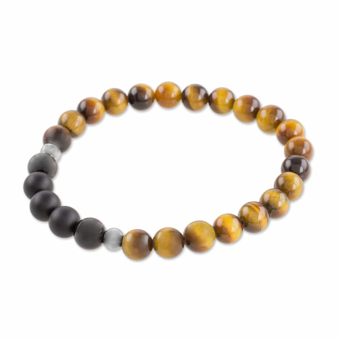 Men's Tiger's Eye and Black Agate Stretch Bracelet - Magnitude