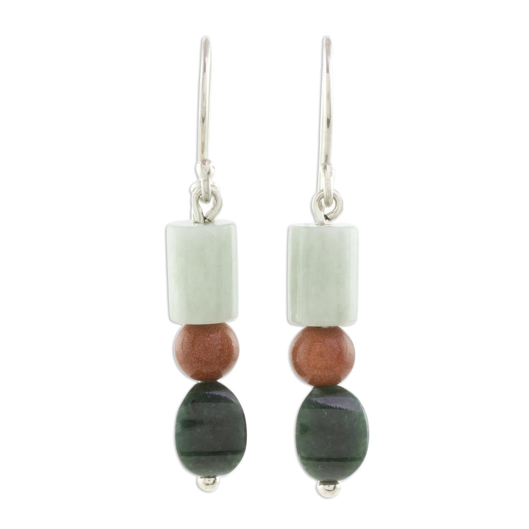 Jade and Aventurine Dangle Earrings - Earthen Fruits