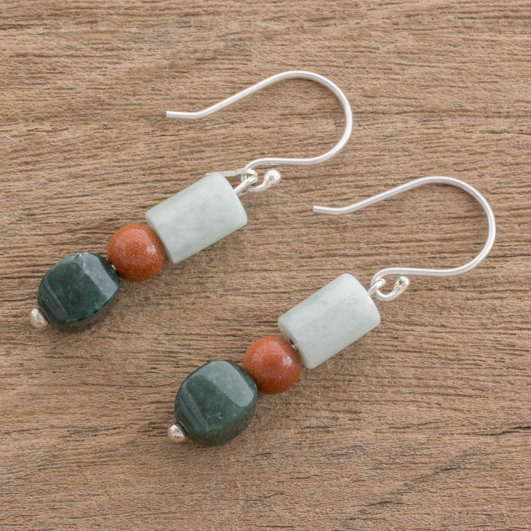 Jade and Aventurine Dangle Earrings - Earthen Fruits