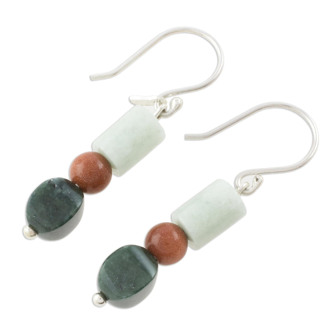 Jade and Aventurine Dangle Earrings - Earthen Fruits