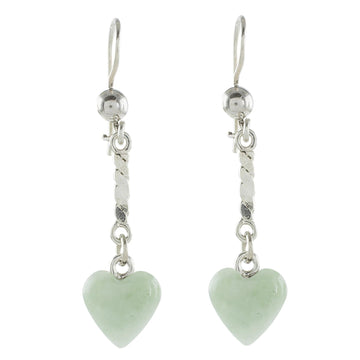 Heart-Shaped Apple Green Earrings from Guatemala - Apple Green Spirals of Love