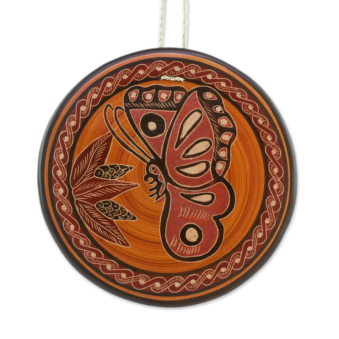 Orange Hummingbird Chorotega Pottery Decorative Wall Art - Nourished by Nectar