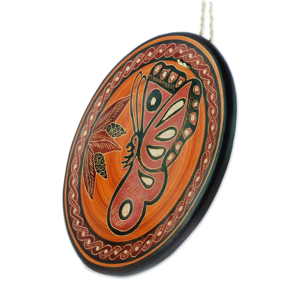 Orange Hummingbird Chorotega Pottery Decorative Wall Art - Nourished by Nectar