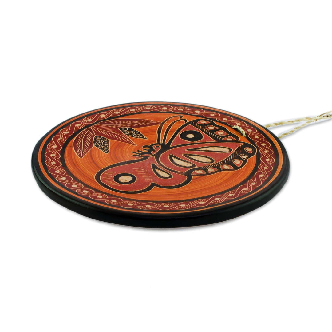 Orange Hummingbird Chorotega Pottery Decorative Wall Art - Nourished by Nectar