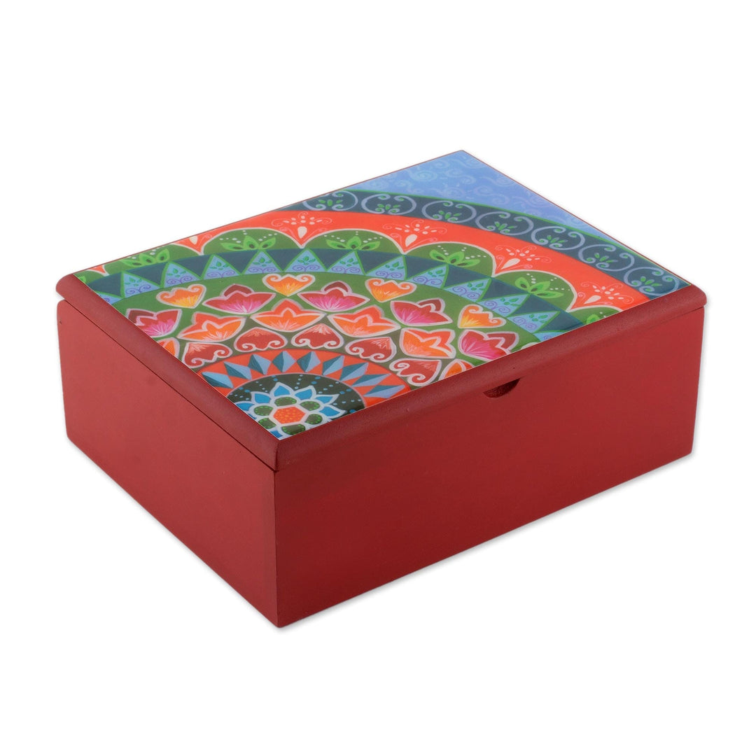 Wood Tea Box in Red from Costa Rica - Home Delicacies