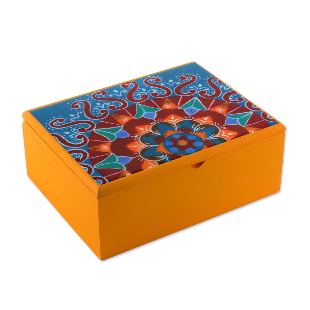 Wood Tea Box in Yellow from Costa Rica - Fruits of the Sun