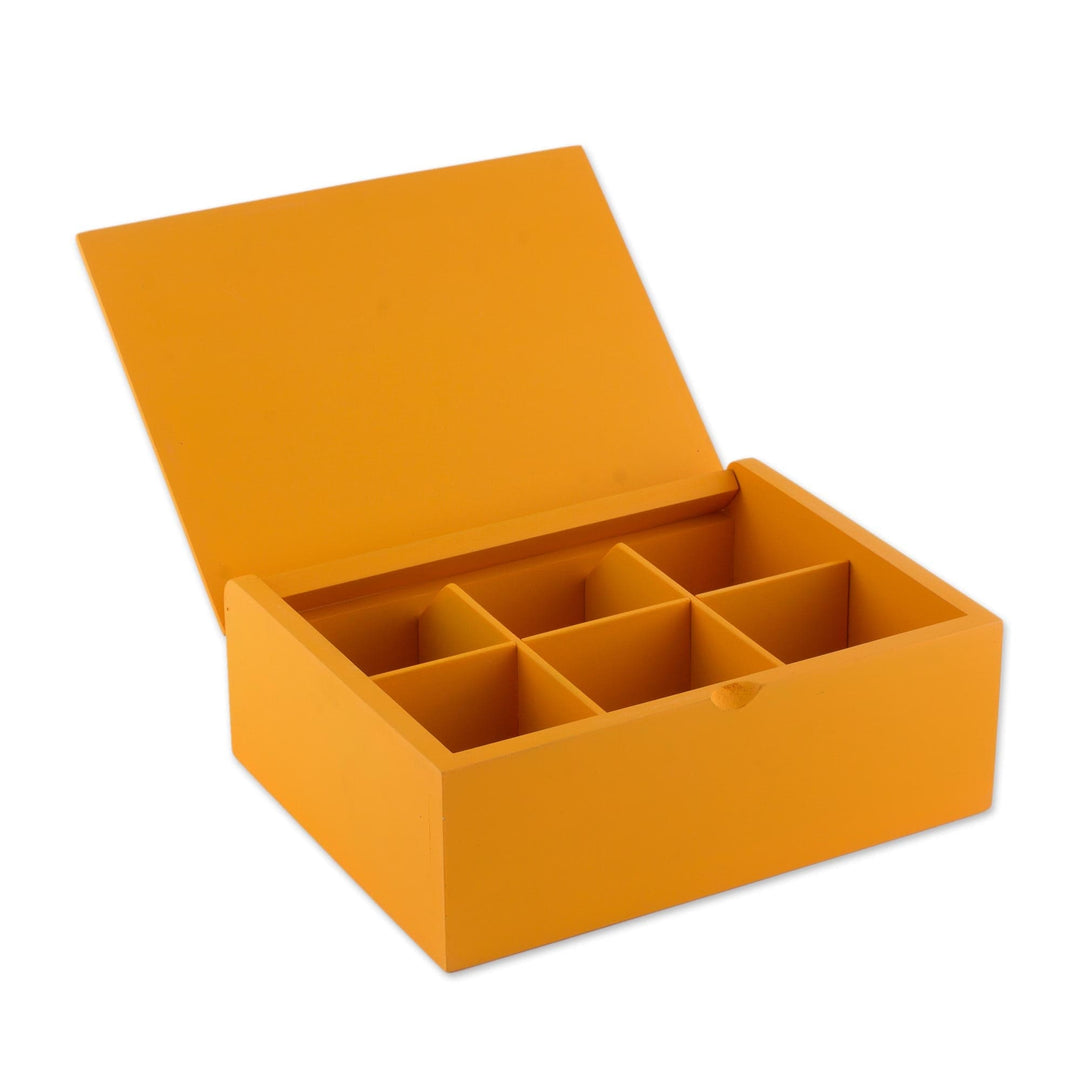 Wood Tea Box in Yellow from Costa Rica - Fruits of the Sun