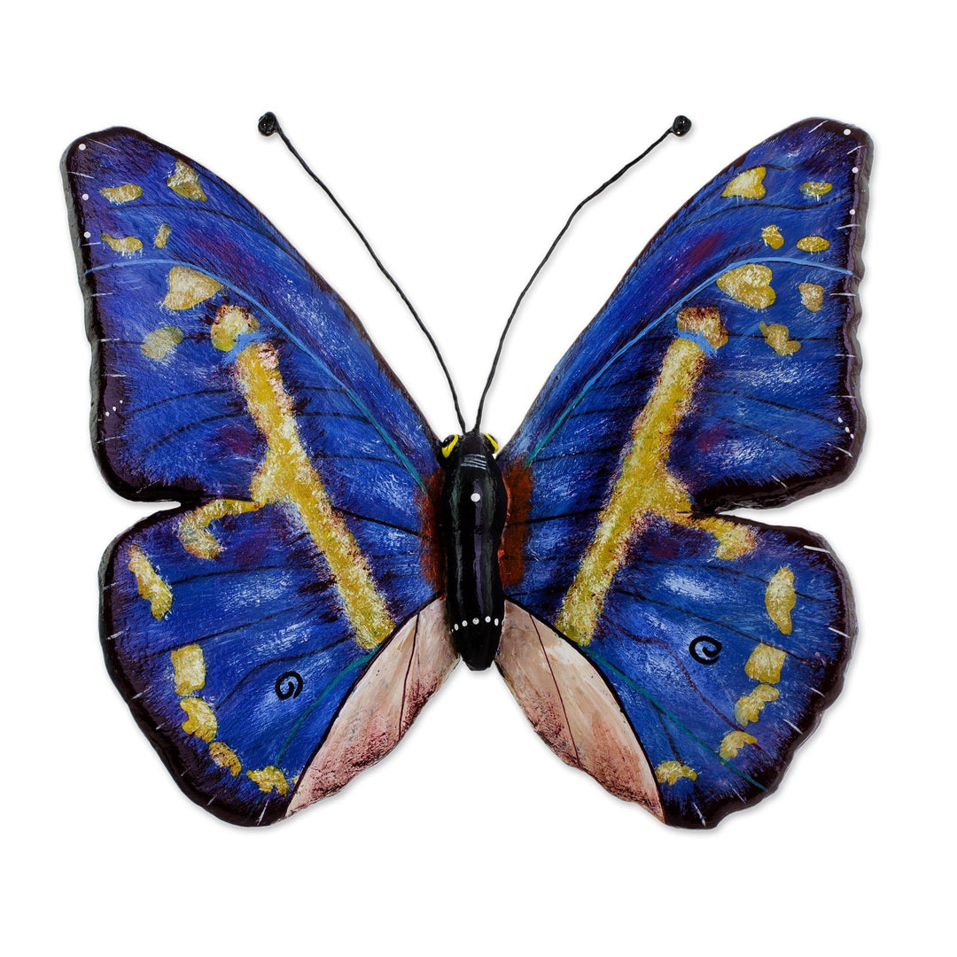 Ceramic Morpho Butterfly Sculpture from Guatemala - Morpho Butterfly