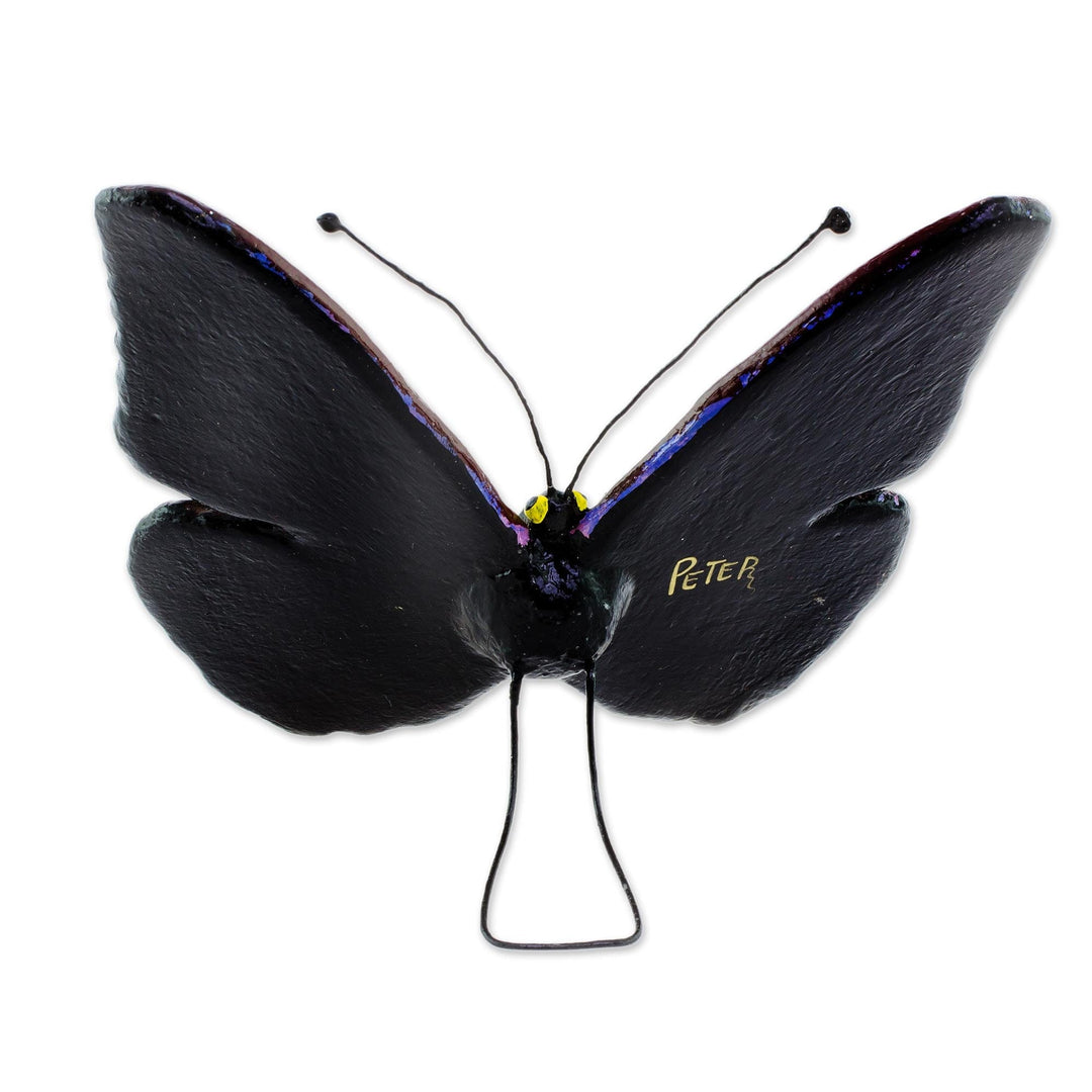 Ceramic Morpho Butterfly Sculpture from Guatemala - Morpho Butterfly