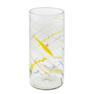 Clear with Colorful Lines Hand Blown Recycled Glass Vase - Line Dance