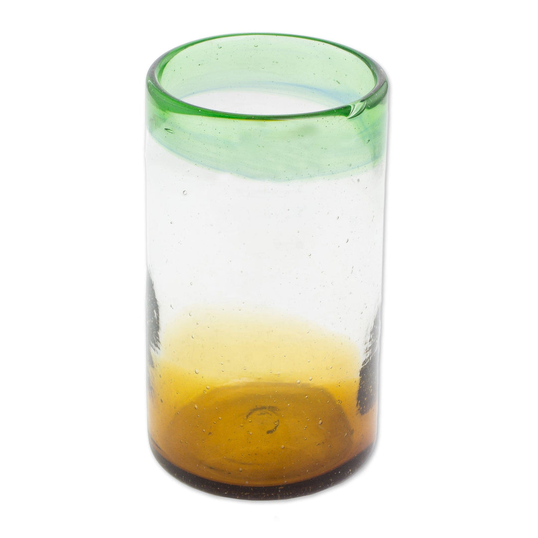 Hand Blown Recycled Glass Green Brown Tumblers (Set of 4) - Palm Beach