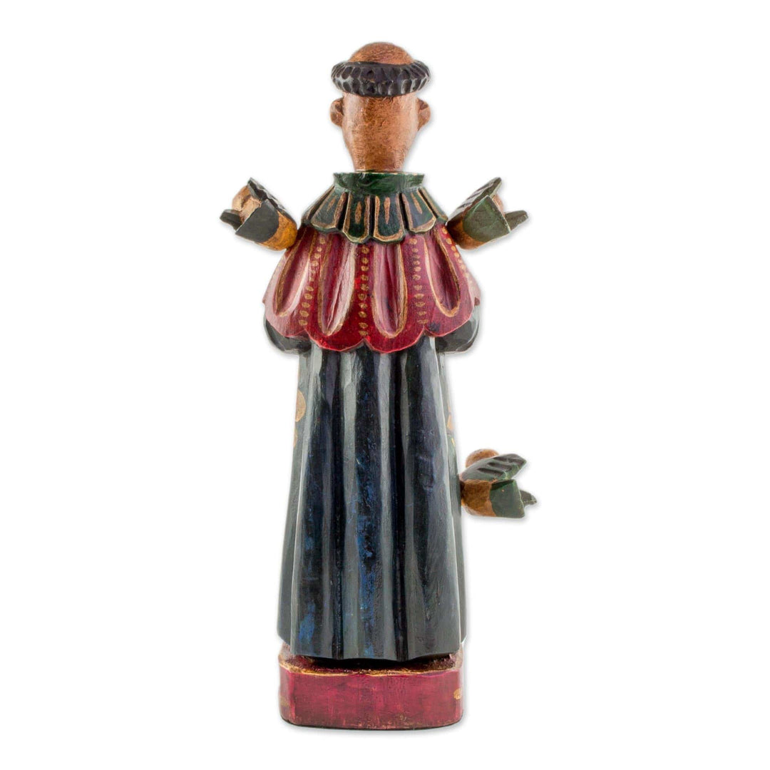 Hand Painted Pinewood Saint Francis Sculpture - Beloved Saint