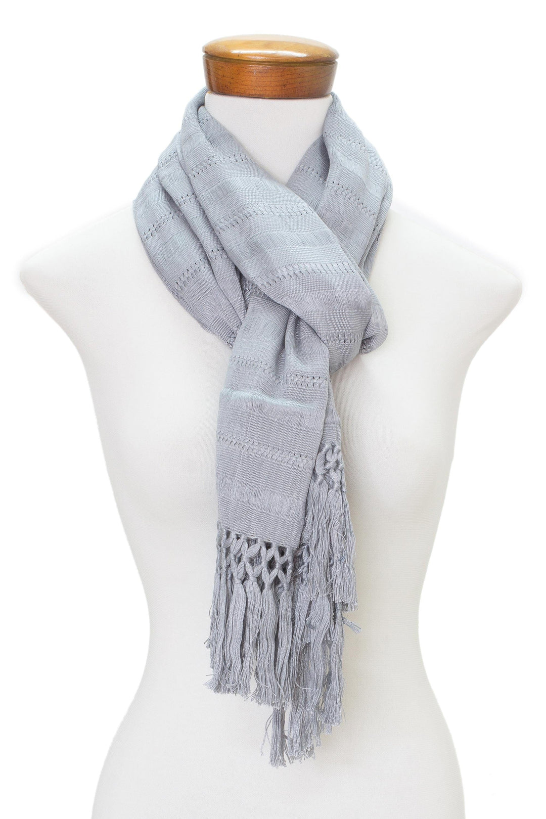Hand Woven Grey Rayon Wrap Scarf - Sweet Charm