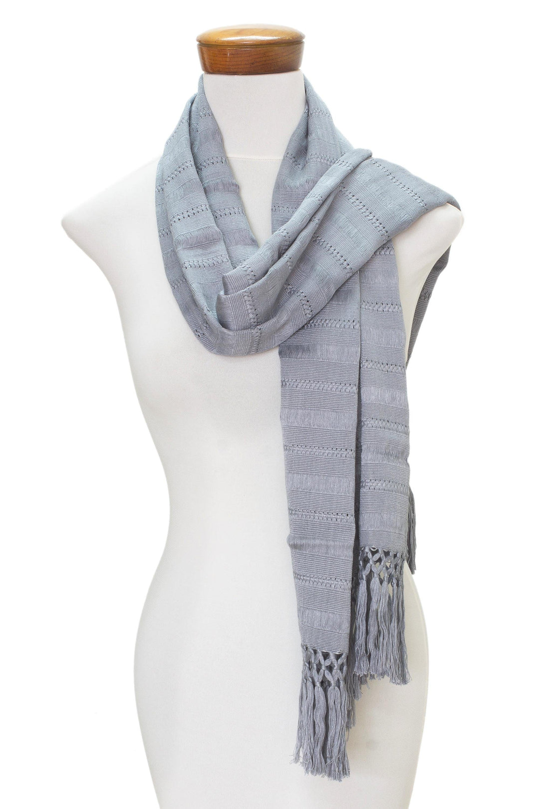 Hand Woven Grey Rayon Wrap Scarf - Sweet Charm