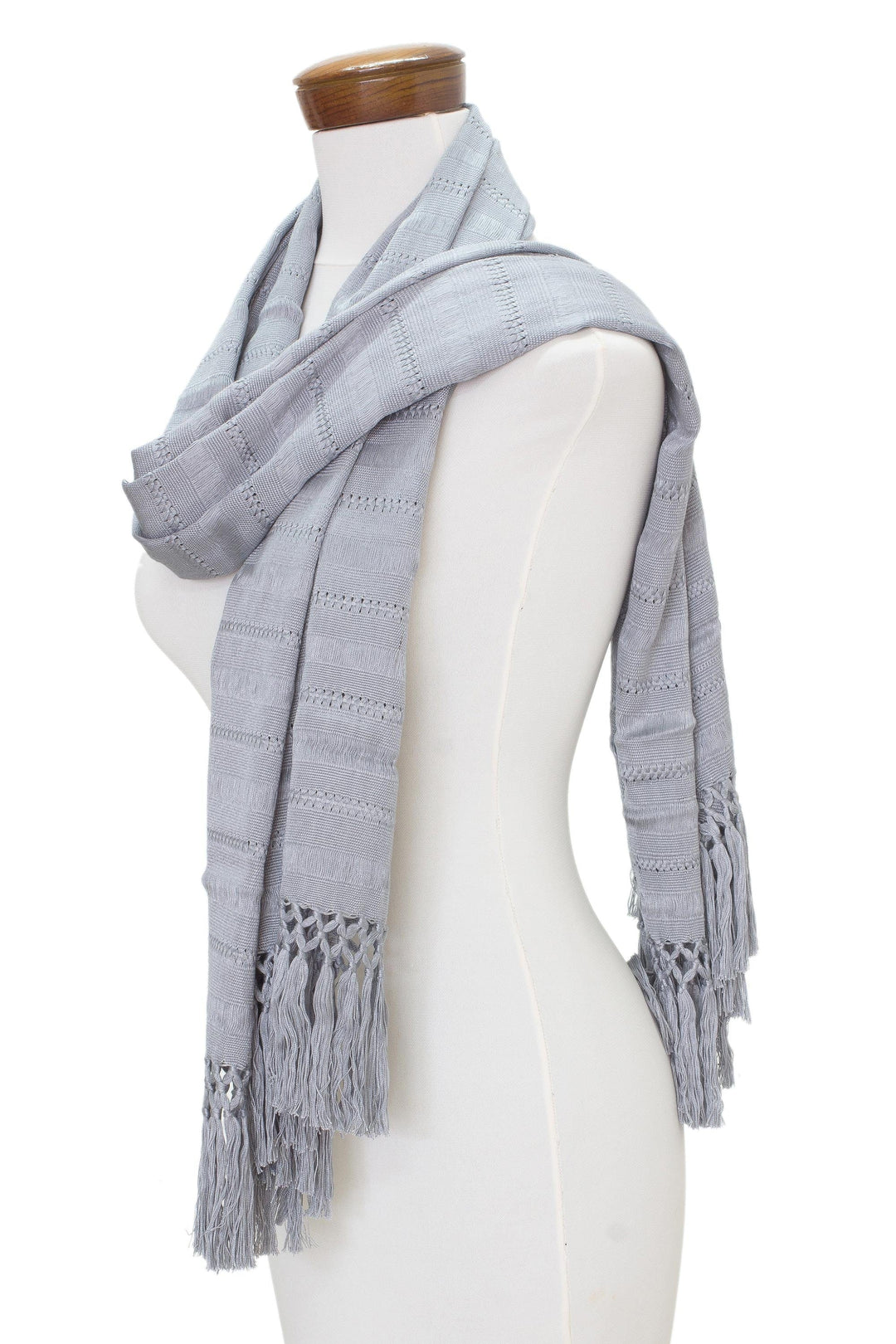 Hand Woven Grey Rayon Wrap Scarf - Sweet Charm