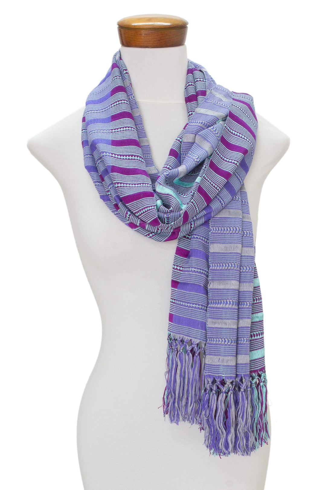 Hand Woven Striped Rayon Wrap Scarf - Sweet Allure