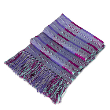 Hand Woven Striped Rayon Wrap Scarf - Sweet Allure