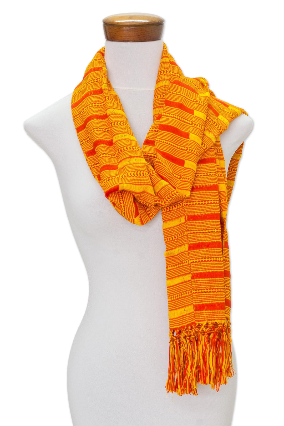 Hand Woven Striped Rayon Wrap Scarf - Sweet Vibrance