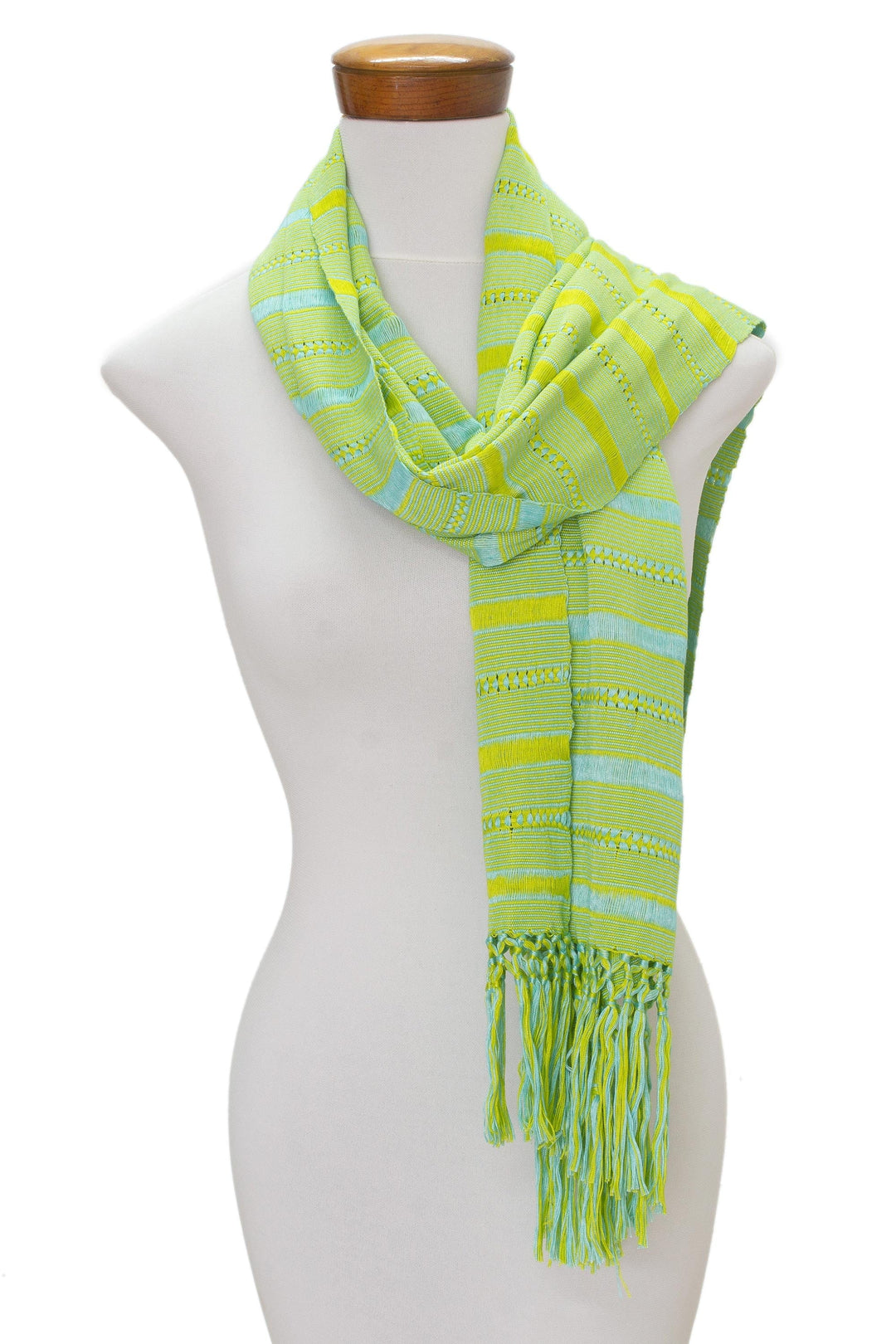 Hand Woven Striped Rayon Wrap Scarf - Sweet Morning