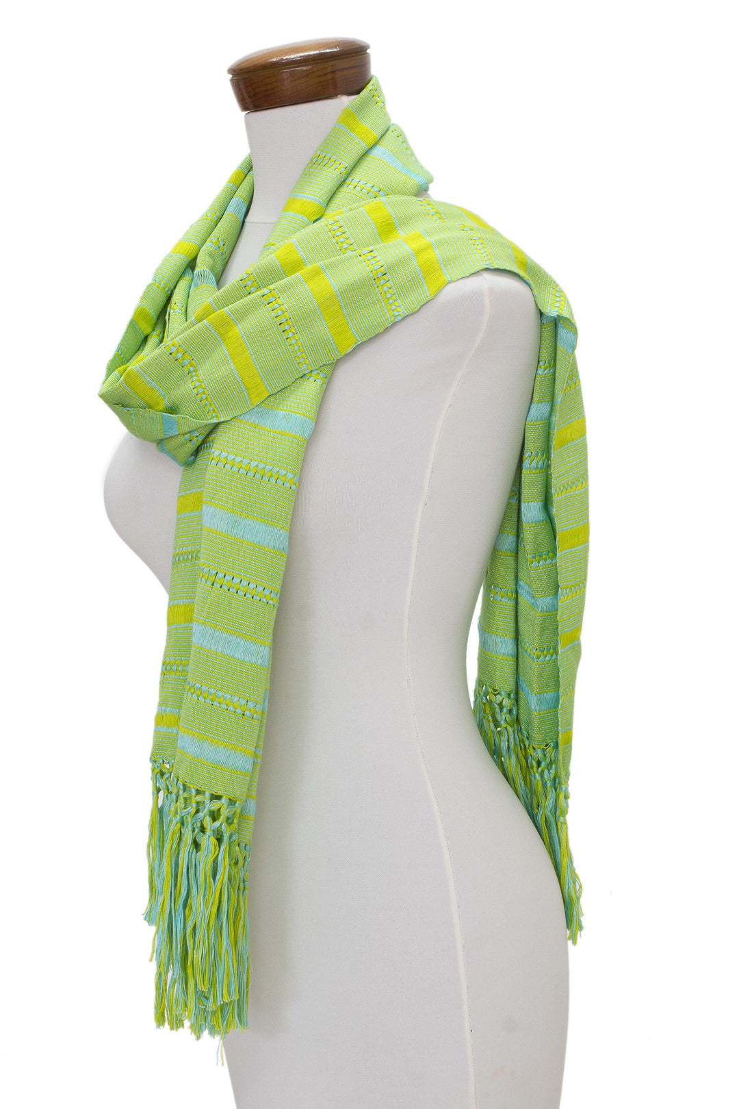 Hand Woven Striped Rayon Wrap Scarf - Sweet Morning
