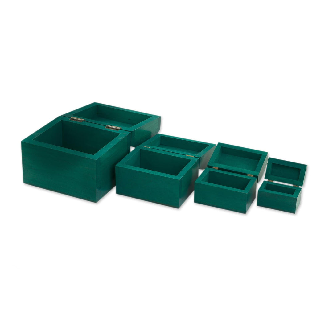 Bird Motifs Pinewood Decorative Boxes in Green (4) - Between Branches