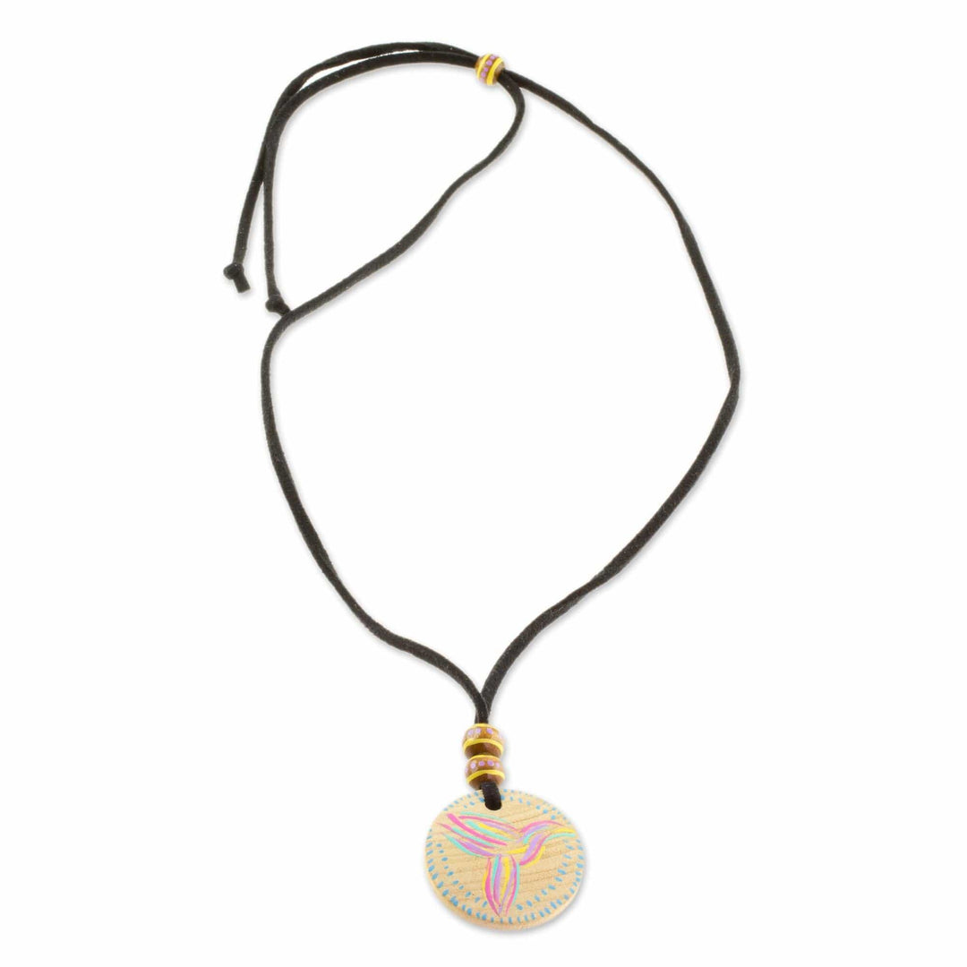Bird Motif Pinewood Pendant Necklace - Messenger of Love