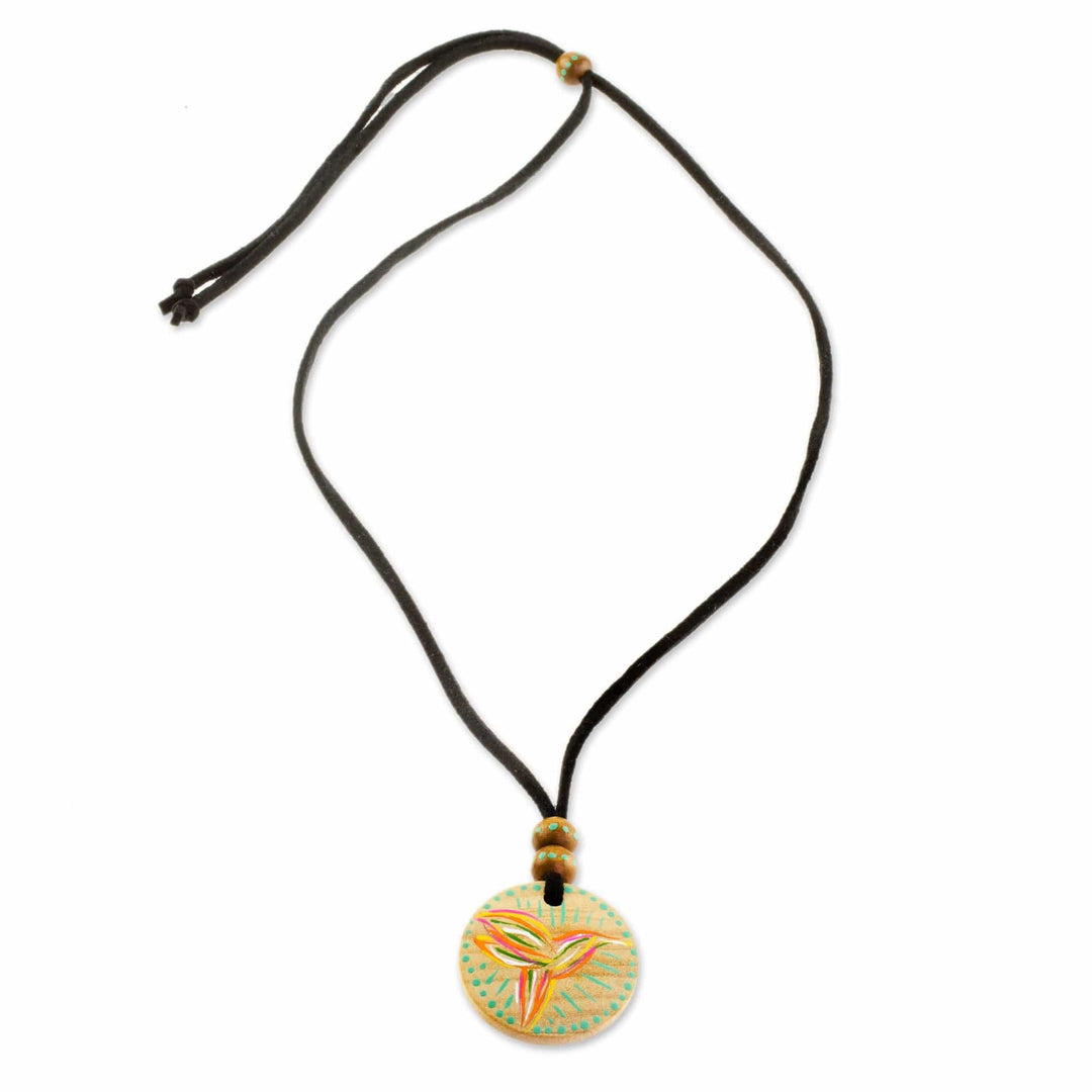 Bird-Themed Pinewood Pendant Necklace - Messenger of Fortune