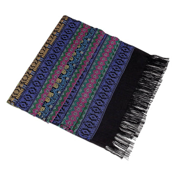 Cotton Table Runner with Zigzag Patterns - Bright Night