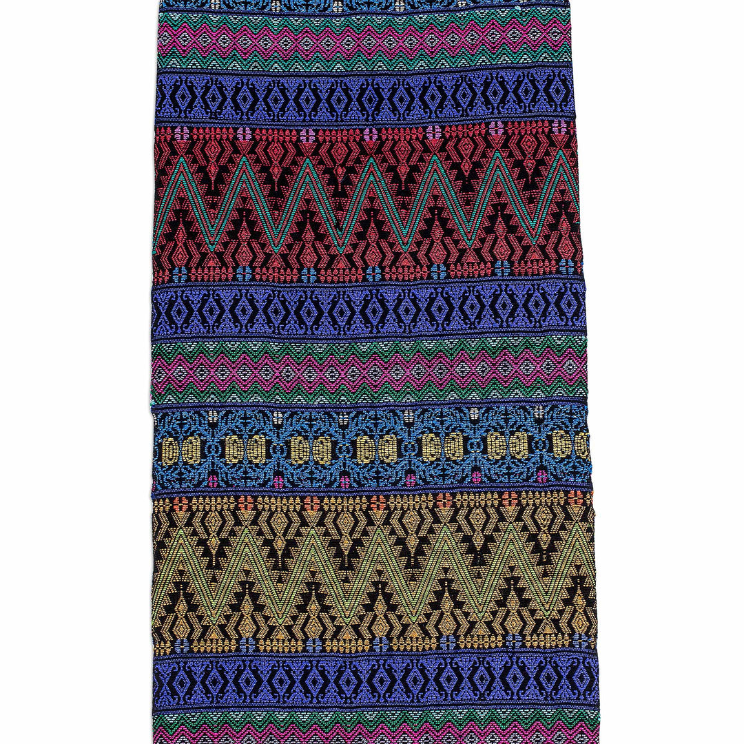 Cotton Table Runner with Zigzag Patterns - Bright Night