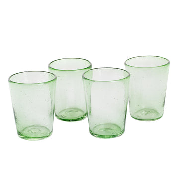 Handblown Recycled Glass Pale Green Juice Glasses (Set of 4) - Glistening Meadow