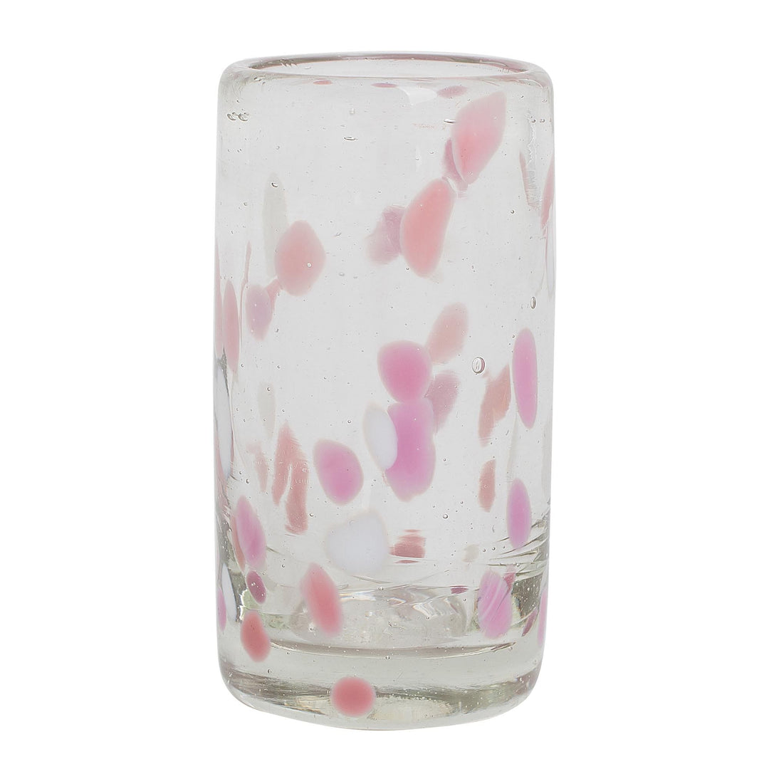 Set of Four Recycled Glass Shot Glasses with Pink Accents - Party Pink
