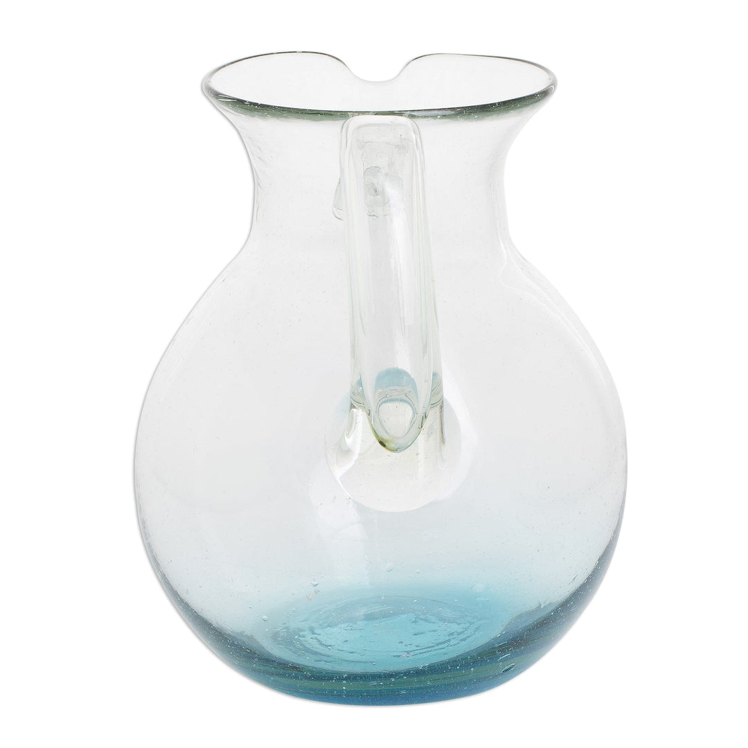 Handblown Recycled Glass Pitcher - Glistening Sea