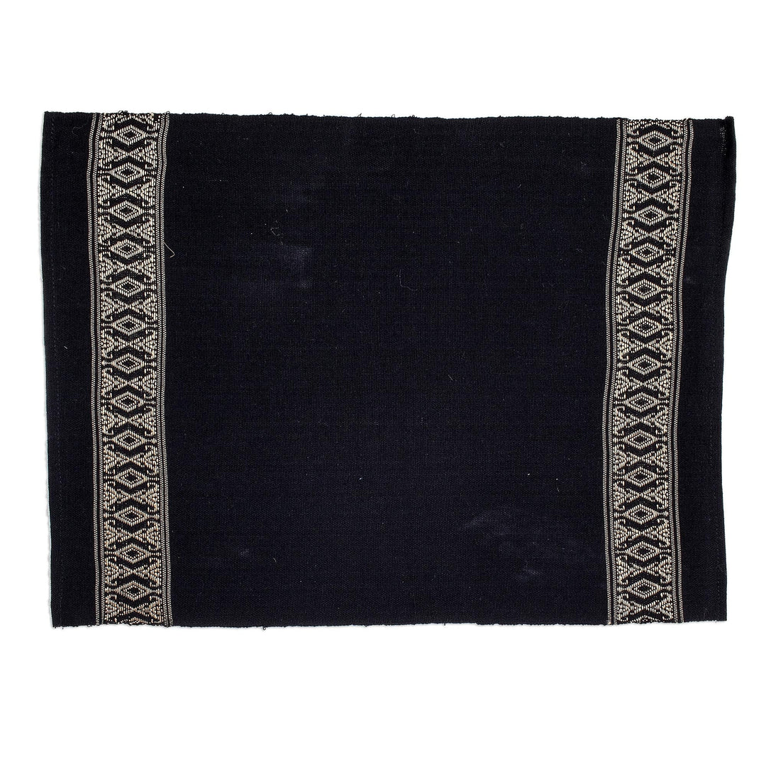 Cotton Table Linen Set for 4 in Black - Beige Moon