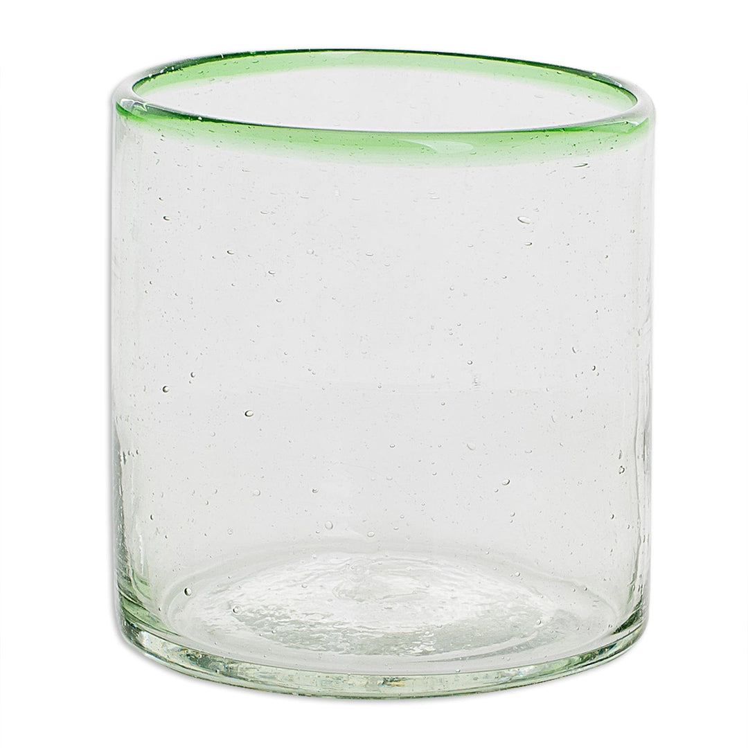Green-Rimmed Recycled Glass Juice Glasses (Set of 4) - Green Mountain