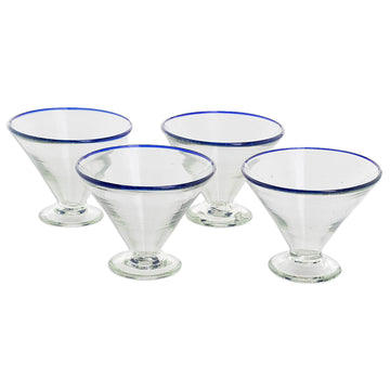 Recycled Glass Martini Glasses from Guatemala (Set of 4) - Ocean Rim