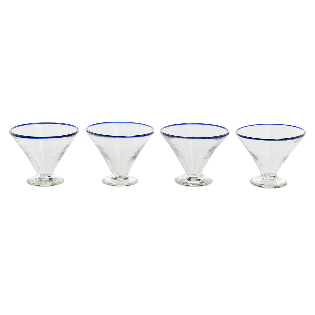 Recycled Glass Martini Glasses from Guatemala (Set of 4) - Ocean Rim