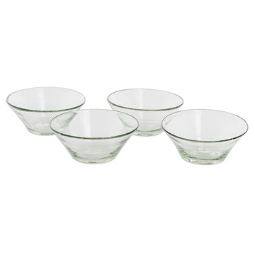 Recycled Glass Clear Dessert Bowls from Guatemala (Set of 4) - Sweet Moments