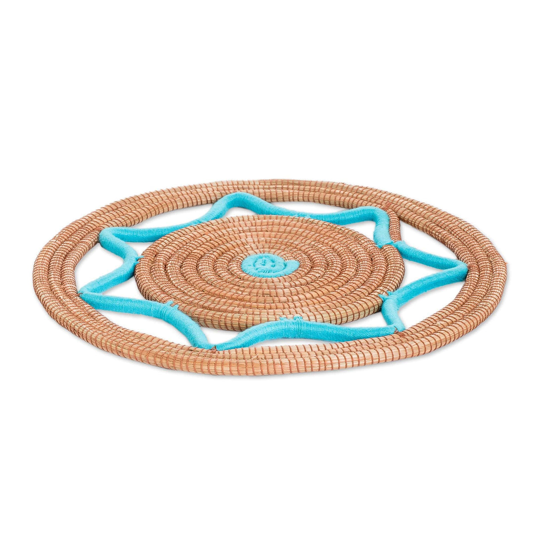Pine Needle Placemats in Turquoise (Set of 4) - Traditional Meal in Turquoise