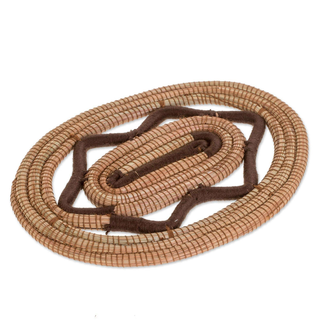 Pine Needle Placemats in Espresso from Nicaragua (Pair) - Familiar Union in Espresso