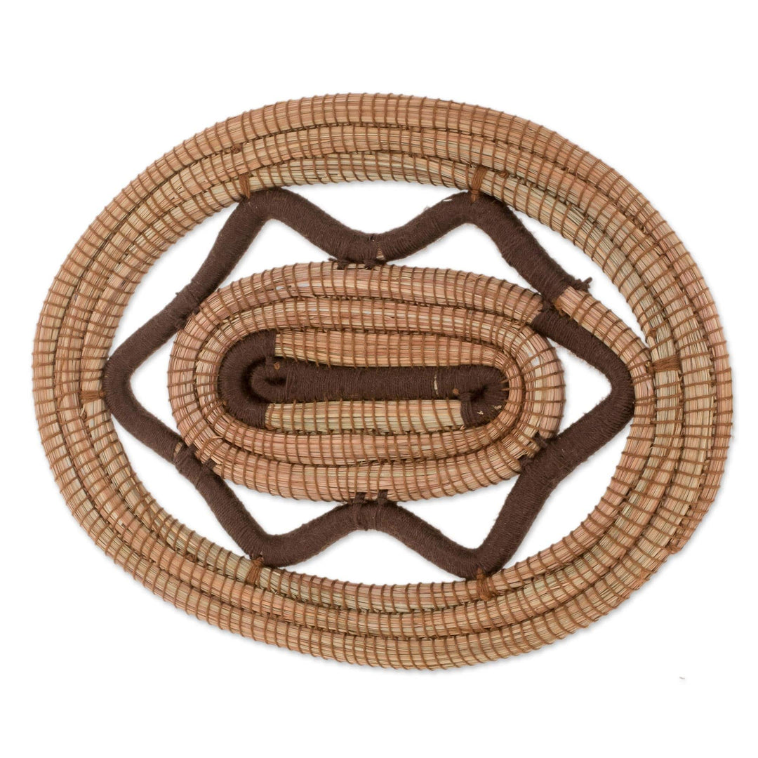 Pine Needle Placemats in Espresso from Nicaragua (Pair) - Familiar Union in Espresso