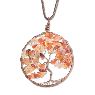 Agate Gemstone Tree Scorpio Pendant Necklace - Agate Tree of Life