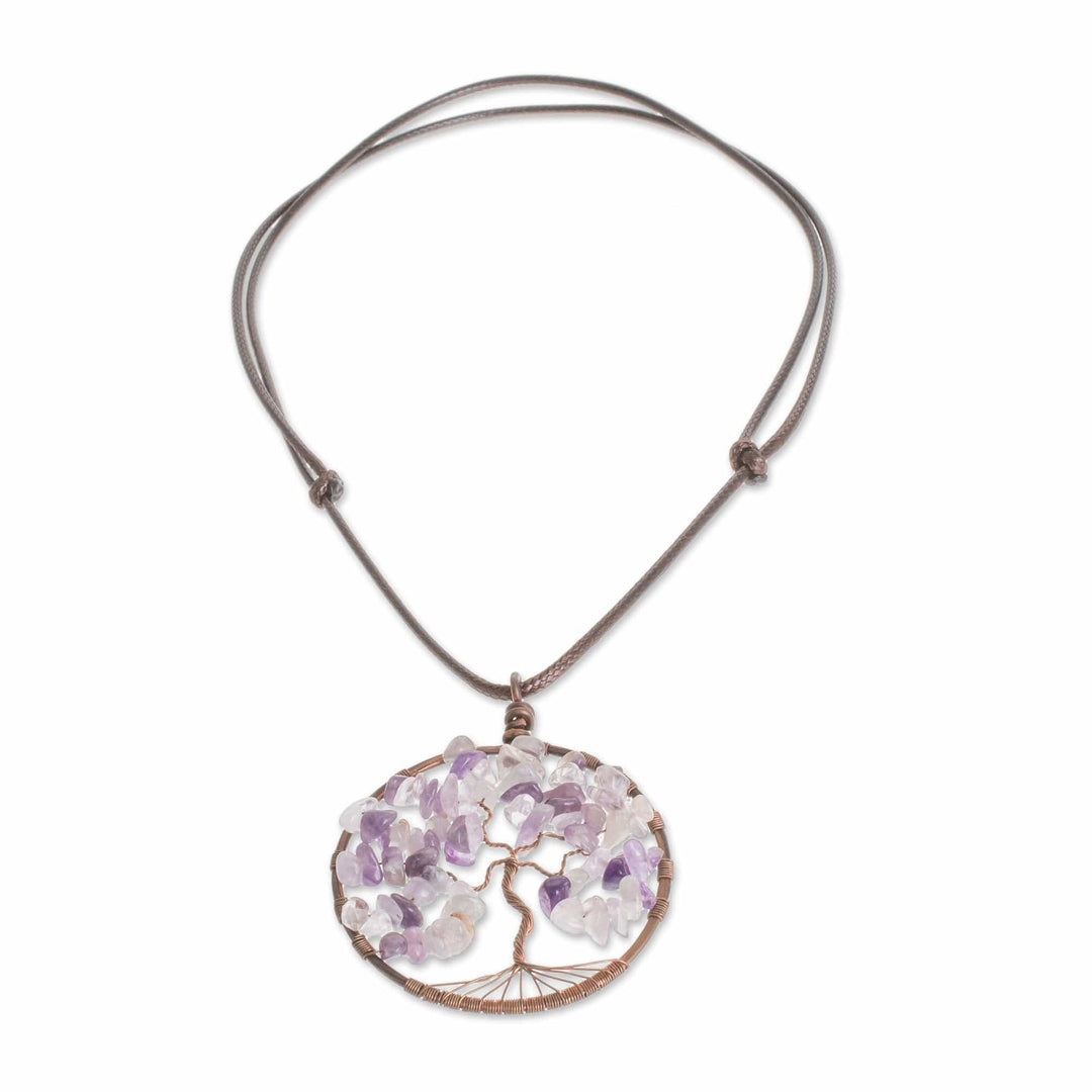 Amethyst Gemstone Tree Pendant Necklace - Amethyst Tree of Life