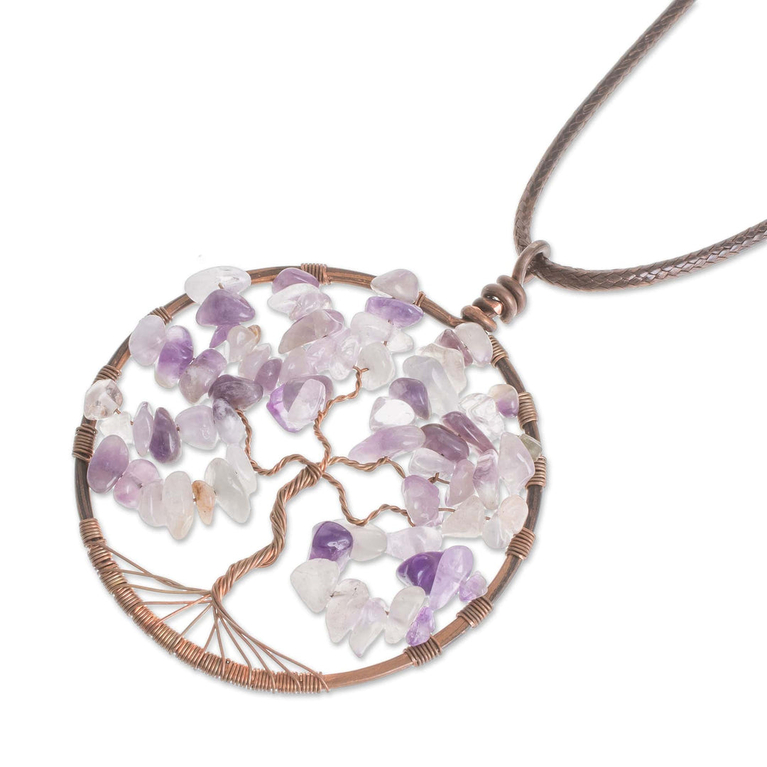 Amethyst Gemstone Tree Pendant Necklace - Amethyst Tree of Life